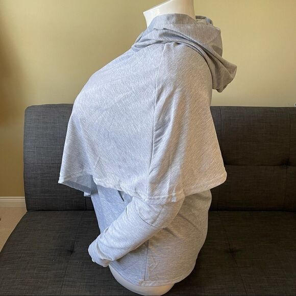 Grey Asymmetrical Cross Front Hoodie - Picture 5 of 6